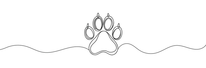 Continuous one line drawing of a paw pad.vector illustration. - obrazy, fototapety, plakaty