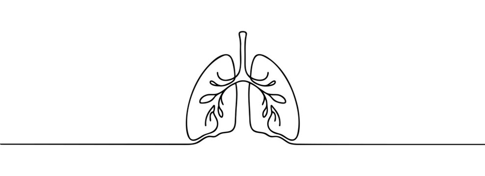 recommend clip art: One continuous drawing of the anatomical organ of the human lungs