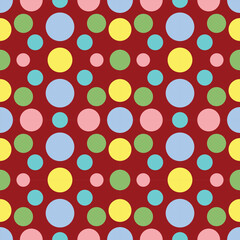 Seamless vector pattern dot circle illustrator balance dot circle cute red colorful fancy color dot circle red background pastel cute wallpaper.