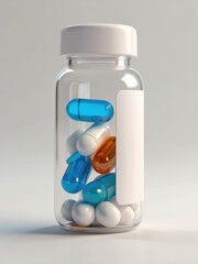 Pharmaceutical Precision: Closeup 3D Rendering of Medical Pills on a Grey Background