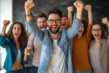 Group of successful multiethnic, diverse entrepreneurs and business people achieving goals together.