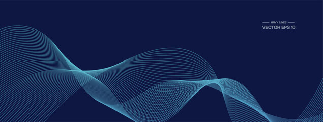 Abstract vector wave flow. Sound oscillation design. Flowing particles.	