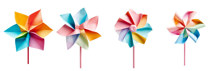 Set of a photo image of a Pinwheel on a Transparent Background