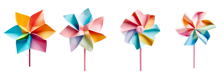 Set of a photo image of a Pinwheel on a Transparent Background
