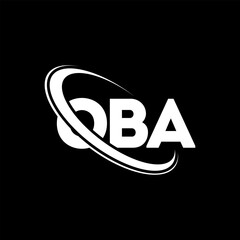 OBA logo. OBA letter. OBA letter logo design. Intitials OBA logo linked with circle and uppercase monogram logo. OBA typography for technology, business and real estate brand.