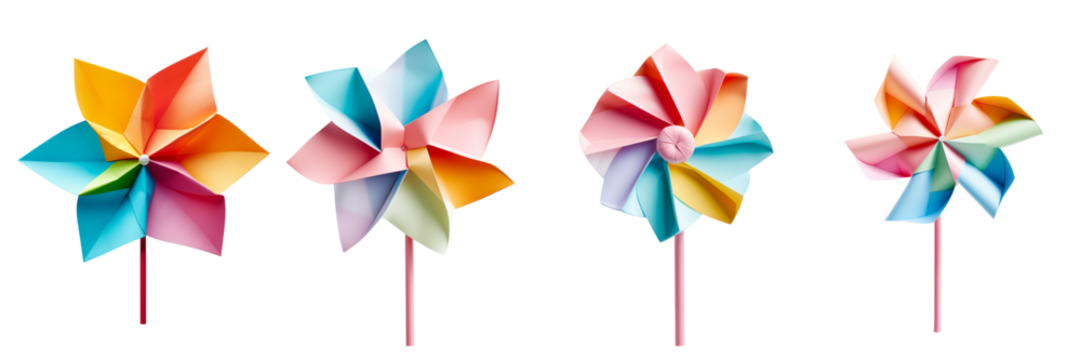 Set of a photo image of a Pinwheel on a Transparent Background
