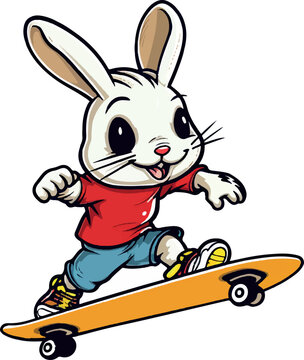 Ronnie the bunny skate boarding cartoon sticker