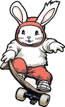 Ronnie the bunny skate boarding cartoon sticker