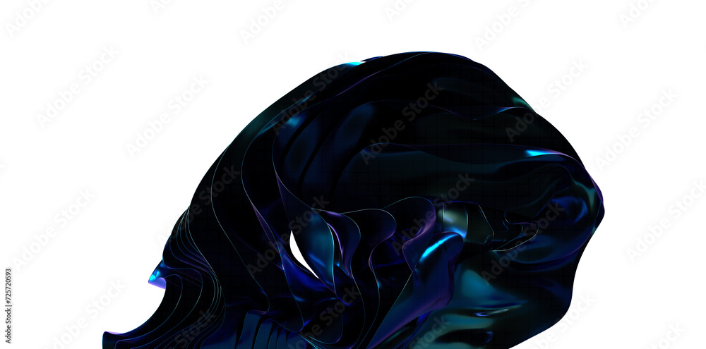 Poster blue wave abstract background 3d rendering flat design style