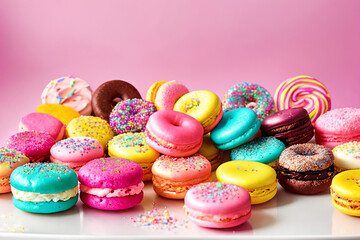 Fototapeta na wymiar background with donuts and cookies. set of sweets.