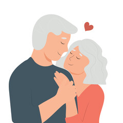 Senior love couple portrait. Elderly married couple embracing each other with love. Old man and woman hugging together. Relationship, love, couple, old age concept. 