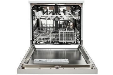 A dishwasher filled to the brim with a large amount of dirty dishes. Ideal for illustrating the need for cleaning or the busy life of a household.