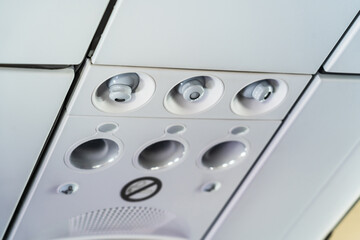 Ventilation individual lighting above the seats in the aircraft cabin.