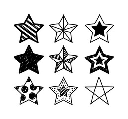 Collection of stars in black colour