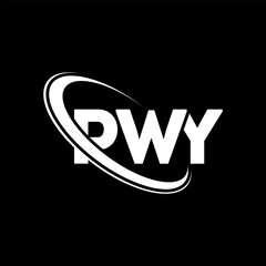 PWY logo. PWY letter. PWY letter logo design. Initials PWY logo linked with circle and uppercase monogram logo. PWY typography for technology, business and real estate brand.