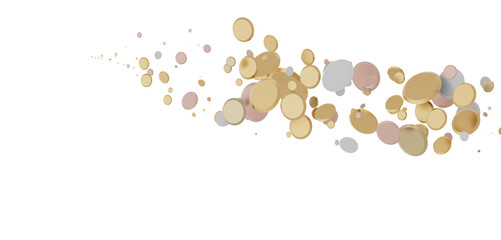 Glorious Cascade: Exquisite 3D Illustration of Glowing gold Confetti