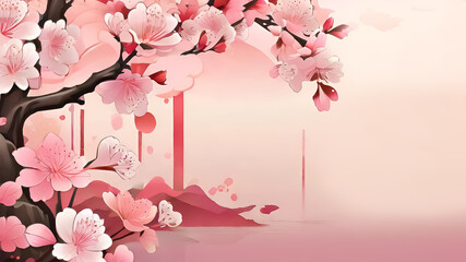 Spring sakura flowers. Cherry flowers.