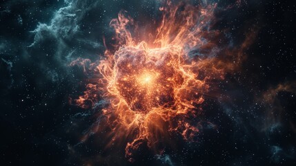 Colorful nebula, cosmic dust in outer space