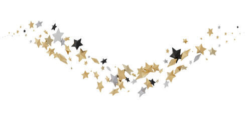XMAS stars. Confetti celebration, Falling golden abstract decoration for party, birthday celebrate,