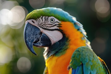 A detailed view of a parrot with a blurred background. Ideal for nature and wildlife themed designs