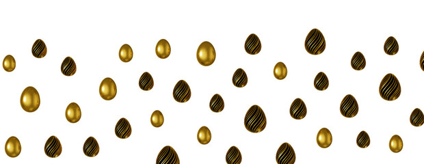 Pile of golden eggs. 3d render illustration.
