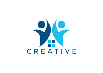 Fototapeta premium Minimalist home and people logo design vector template. Social home logo