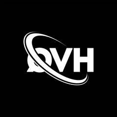 QVH logo. QVH letter. QVH letter logo design. Initials QVH logo linked with circle and uppercase monogram logo. QVH typography for technology, business and real estate brand.