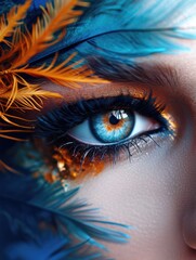 Beautiful female eye painted by a makeup artist. Special concept abstract painting- Generative AI