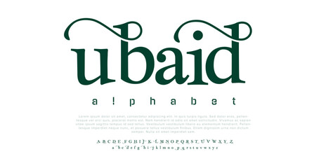 Ubaid Elegant Font Uppercase Lowercase and Number. Classic Lettering Minimal Fashion Designs. Typography modern serif fonts regular decorative vintage concept. vector illustration