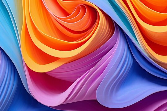 Abstract Background Of Multicolored Curved Lines In The Form Of Waves