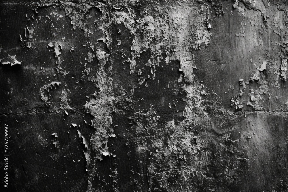 Poster a black and white photo showcasing a wall with peeling paint. perfect for adding a vintage touch to 