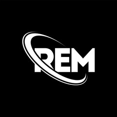 REM logo. REM letter. REM letter logo design. Initials REM logo linked with circle and uppercase monogram logo. REM typography for technology, business and real estate brand.