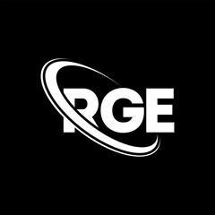 RGE logo. RGE letter. RGE letter logo design. Initials RGE logo linked with circle and uppercase monogram logo. RGE typography for technology, business and real estate brand.