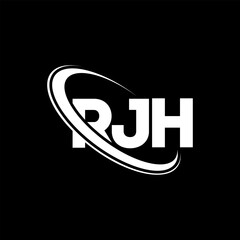 RJH logo. RJH letter. RJH letter logo design. Initials RJH logo linked with circle and uppercase monogram logo. RJH typography for technology, business and real estate brand.