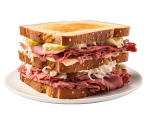 Rueben sandwich isolated on white background
