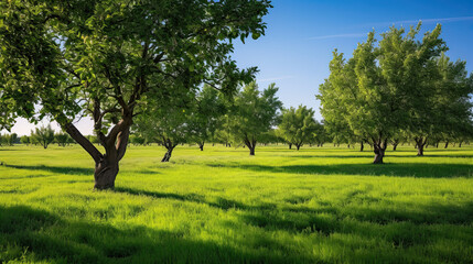 Fototapeta na wymiar Apple Trees in a farm background