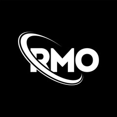 RMO logo. RMO letter. RMO letter logo design. Initials RMO logo linked with circle and uppercase monogram logo. RMO typography for technology, business and real estate brand.