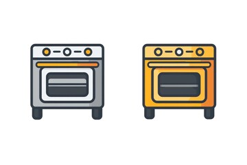 Two ovens placed next to each other on a clean white background. Ideal for showcasing kitchen appliances and modern home designs