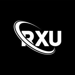 RXU logo. RXU letter. RXU letter logo design. Initials RXU logo linked with circle and uppercase monogram logo. RXU typography for technology, business and real estate brand.