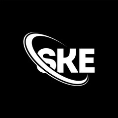 SKE logo. SKE letter. SKE letter logo design. Initials SKE logo linked with circle and uppercase monogram logo. SKE typography for technology, business and real estate brand.