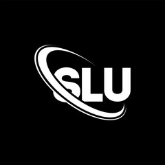 SLU logo. SLU letter. SLU letter logo design. Initials SLU logo linked with circle and uppercase monogram logo. SLU typography for technology, business and real estate brand.