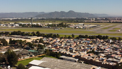 Aerial photography of the city of Bogotá, with its buildings and beautiful colors.