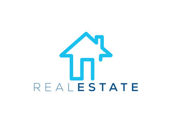 Minimalist real estate logo design vector template. Home property logo