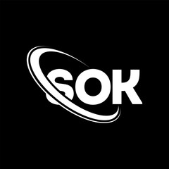 SOK logo. SOK letter. SOK letter logo design. Initials SOK logo linked with circle and uppercase monogram logo. SOK typography for technology, business and real estate brand.