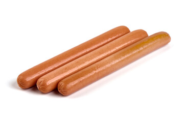 Boiled pork sausages, isolated on white background. High resolution image.
