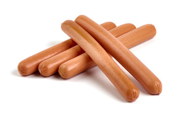 Boiled pork sausages, isolated on white background. High resolution image.