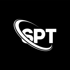 SPT logo. SPT letter. SPT letter logo design. Initials SPT logo linked with circle and uppercase monogram logo. SPT typography for technology, business and real estate brand.
