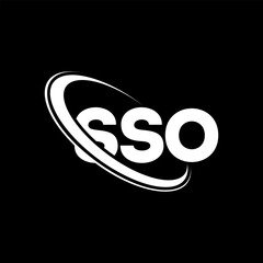 SSO logo. SSO letter. SSO letter logo design. Initials SSO logo linked with circle and uppercase monogram logo. SSO typography for technology, business and real estate brand.