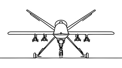 One line drawing operational tactical medium-altitude unmanned aerial vehicle drone.