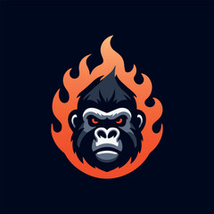 Gorilla fire Head logo vector template 